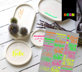 Neon Rub-On Sticker - Für Dich - Selbstgemacht - Tante Henni Rubon - vielfältig nutzbar