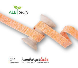 Hoodiekordel - Flachkordel - Cord Me - 20mm - Easygoing - Melange - Hamburger Liebe - Orange/Weiß