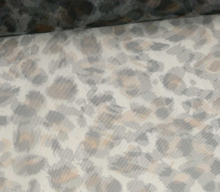 Feiner Tüllstoff - Weich - Leomuster - Grau