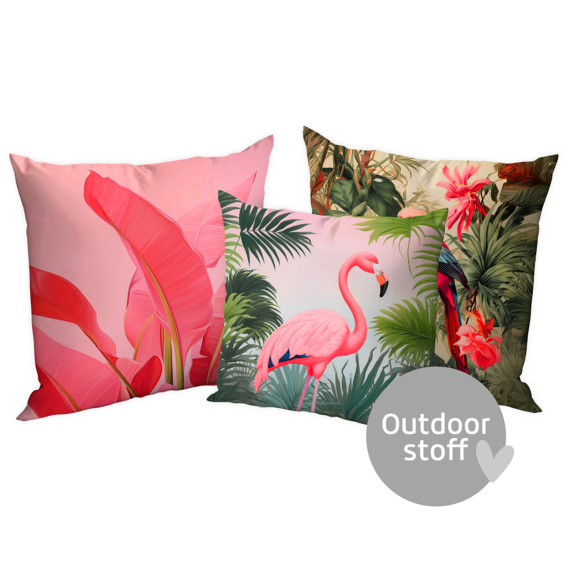Kissenstoff - DIY - Kissen-Set - Tropical Jungle - Pink - Outdoorstoff - abby and amy