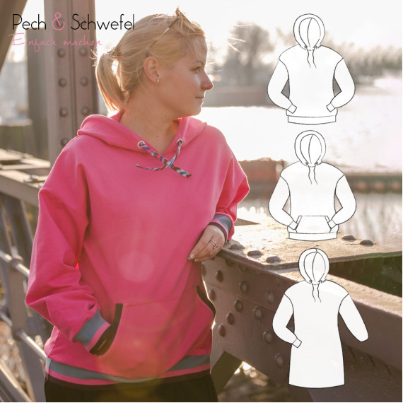 Ebook Hoodie „Oslo“ Damen Gr. 34 – 52 in A4 und A0 (Einzel- und Mehrgrößenschnitt) von Pech und Schwefel