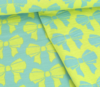 Bio-Jacquard - 2 Farb Spezial Jacquard Jersey - Bow Doubleface - Beetles & Bugs - Hamburger Liebe - Pastelltürkis/Gelbgrün