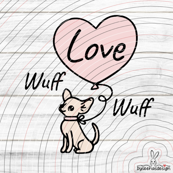 Chihuahua mit Herz Plotterdatei SVG DXF