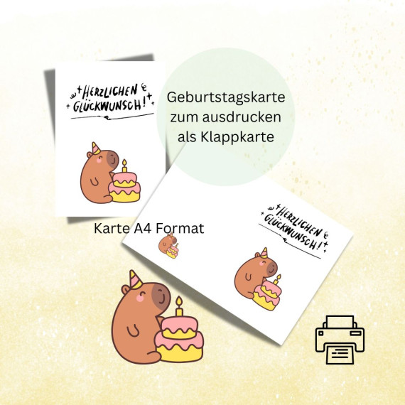 Geburtstagskarte 7 download Geburtstag Karte Capybara A4 digital PDF druck