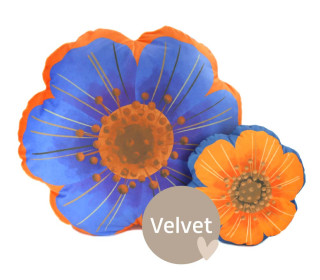 Kissenstoff - DIY - Formkissen-Set - Beautiful Flowers - Fliederblau/Gelb - Velvet - KnilchArt Design - abby and amy
