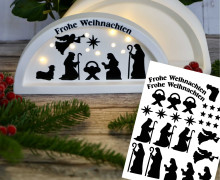 Rub-On Sticker - Krippe - Weihnachten - für die Gießform - Dekoteller - Tablett - Halbiert - Rand - Mittel - Tante Henni Rubon - vielfältig nutzbar
