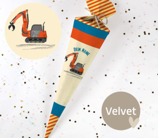 DIY-Nähset Schultüte - BAGGER - Velvet - zum selber Nähen