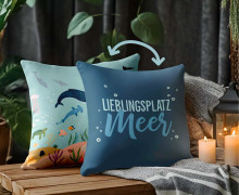 Genähtes Kissen inkl. Inlet - Lieblingsplatz - Meer - Mein Hanseherz