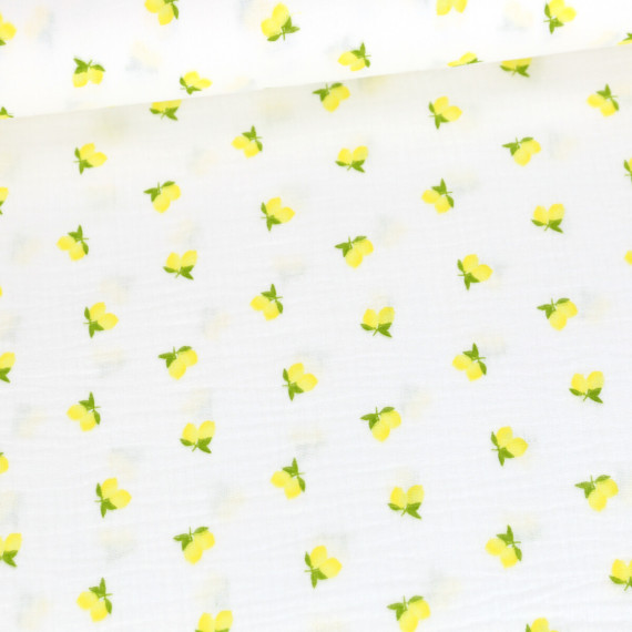 Musselin - Muslin - Double Gauze - Qjutie & the Qjutest - Zitronen - Weiß