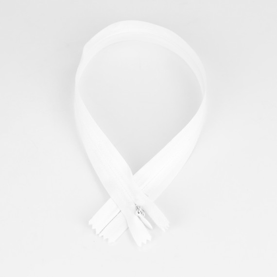 1x 40cm Reißverschluss - Spiralreißverschluss - Nahtverdeckt - Nicht Teilbar - Weiß