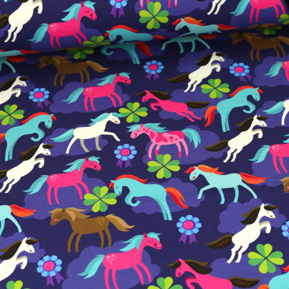 Bio-Sommersweat - French Terry - Life Is A Ponyfarm - Classics - Dunkelblau - Hamburger Liebe