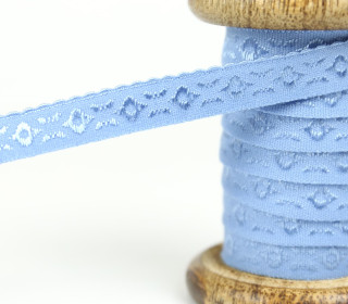 1m elastisches Schrägband  - Jacquard - 12mm - Himmelblau