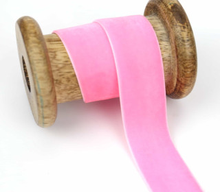 1 Meter Samtband - Zierband - Dekoband - 25 mm - Rosa