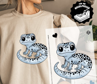 Onkel Bo's Bügelbilder - DIN A4 - Leopard Gecko - Blau - BIG