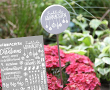 Rub-On Sticker - Weihnachtssprüche - Weiß - für die Gießform - Kreis auf Stange - Kreis Klein - Tante Henni Rub-Ons - vielfältig nutzbar