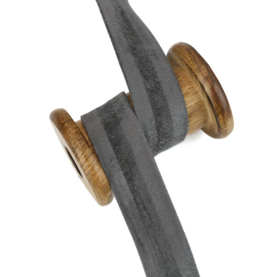 1 Meter Schrägband - Velour - 20mm - Grau