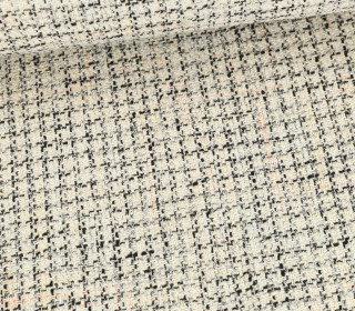 Jacquard Boucle - Glitzer - Meliert - Warmweiß/Schwarz