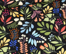Bio-Canvas - Feste Baumwolle - Leaves - Glossy - Schwarz - Hamburger Liebe