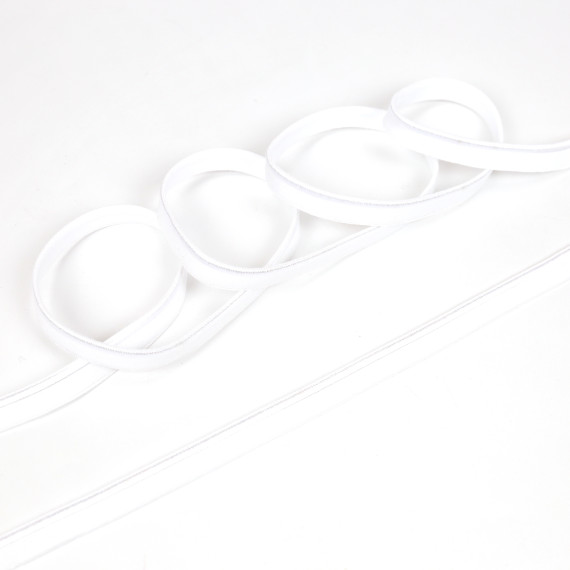 1 Meter elastisches Paspelband/Biesenband - Matt mit Glanzkante - Weiss