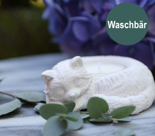 Silikon - Gießform - Tier Teelichthalter - Kleine Stumpenkerzen - Waschbär - vielfältig nutzbar