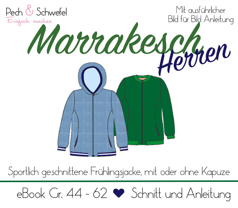 Ebook Frühlingsjacke „Marrakesch“ Herren Gr. 44 – 62 in A4 und A0 (Einzel- und Mehrgrößenschnitt) von Pech und Schwefel