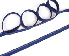 1 Meter elastisches Paspelband/Biesenband - Matt mit Glanzkante - Dunkelblau