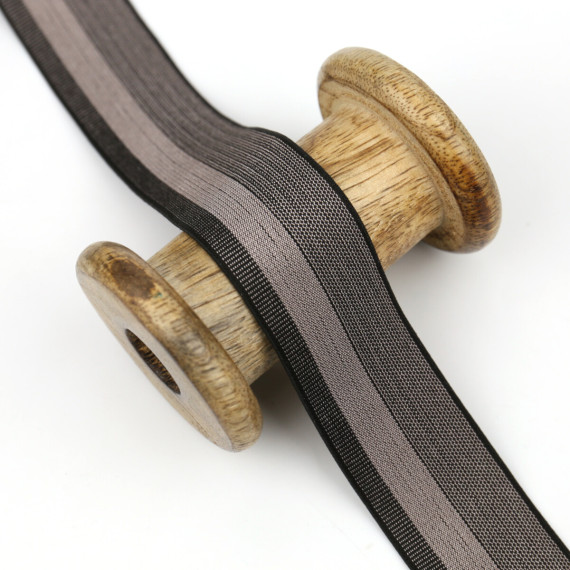 1 Meter Gummiband - Elastic Band - Gestreift - 30mm - Taupe Hell