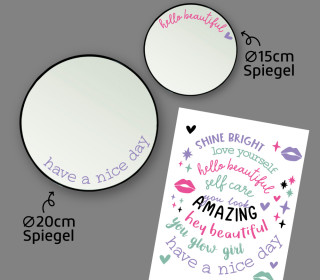 Rub-On Sticker - Mirror Affirmations - Pink/Flieder/Mint - für Spiegel - Tante Henni Rub-Ons - vielfältig nutzbar