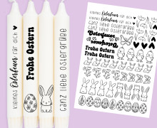 DIN A4 - Tattoofolie - Simple Easter Bunnies - für Kerzen / Keramik