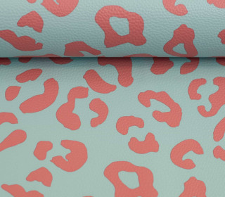 Kunstleder - Fashionstoff - Happy Leo - Cherry Picking - Mint/Koralle