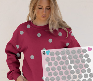 Onkel Bo's Bügelbilder - DIN A4 - Konfetti - Punkte - Glitzer Optik - Silber