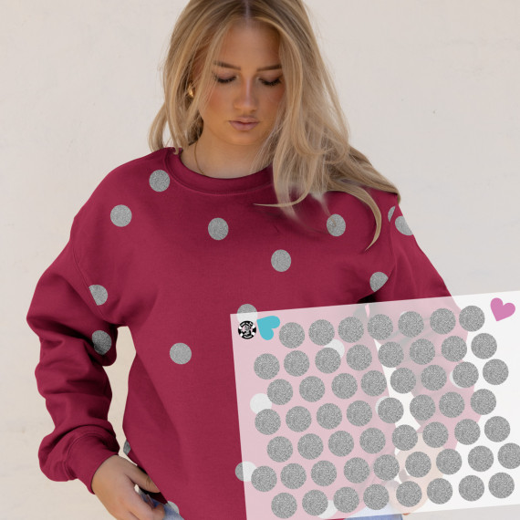 Onkel Bo's Bügelbilder - DIN A4 - Konfetti - Punkte - Glitzer Optik - Silber