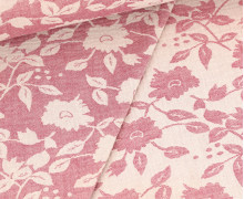 Musselin - Muslin - Double Gauze - Jacquard Blumen - Doubleface - Schnuffeltuch - Windeltuch - Warmweiß/Dunkelrot