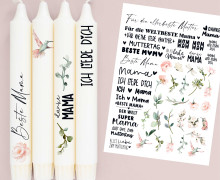 DIN A4 - Tattoofolie - Muttertag - Blumen - für Kerzen / Keramik