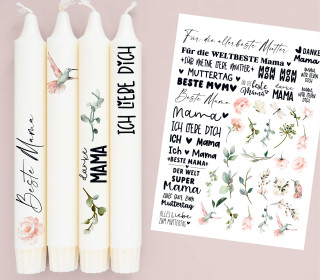 DIN A4 - Kerzen-Tattoofolie - Muttertag - Blumen - für Kerzen / Keramik