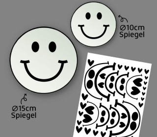Rub-On Sticker - Fröhliche Gesichter - mini - Schwarz - für Spiegel - Tante Henni Rub-Ons - vielfältig nutzbar