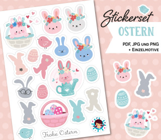 FREEBIE - Digitale Sticker - Frohe Ostern - zum Ausdrucken | Print & Cut
