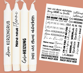 DIN A4 - Kerzen-Tattoofolie - Kleiner Kerzengruß - für Kerzen / Keramik