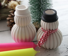 Silikon - Gießform - Schneemann Kerzenständer - mit Rillen - Streifen - Weihnachten