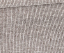 Leinen - Baumwolle - Mischgewebe - Fein Gestreift - 176g - Melange - Dunkelbraun