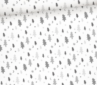 Webware - Feste Baumwolle - Half Panama - Simple Christmas Trees - Grau - Offwhite - abby and me