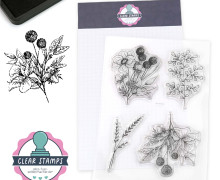 1 Bogen Clear Stamps - Kreative Stempel - Blumen - 4 Motive