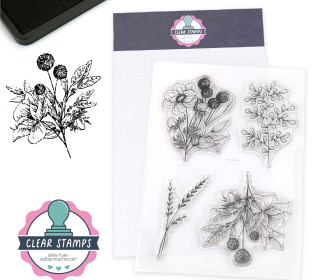 1 Bogen Clear Stamps - Kreative Stempel - Blumen - 4 Motive