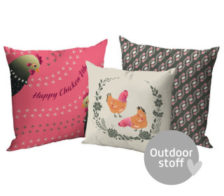 Kissenstoff - DIY - Kissen-Set - Happy Chicken - Evi Roider - Outdoorstoff - abby and amy