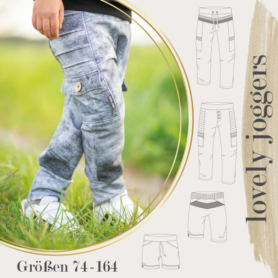 lovely joggers 74-164 Schnittmuster Hose Capri Shorts Nähanleitung Kinder