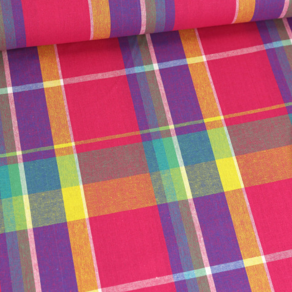 Baumwolle - Webware - Karo - Madras - Pink