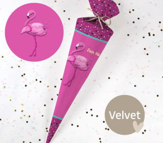 DIY-Nähset Schultüte - Felia Flamingo - Velvet - zum selber Nähen