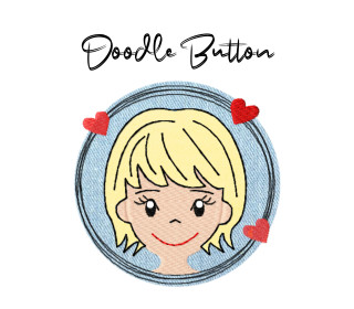 Stickdatei Doodle Button Girl - Rahmen ab 10 cm x 10 cm, embroidery, stick file, button, doodle, application, child