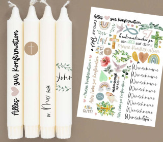 DIN A4 - Tattoofolie - Konfirmation - für Kerzen / Keramik