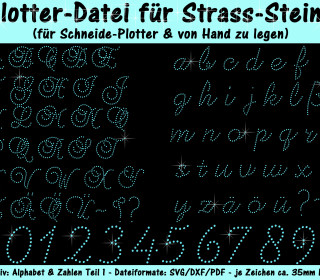 Plotter-Datei Strass Alphabet & Zahlen Teil 1